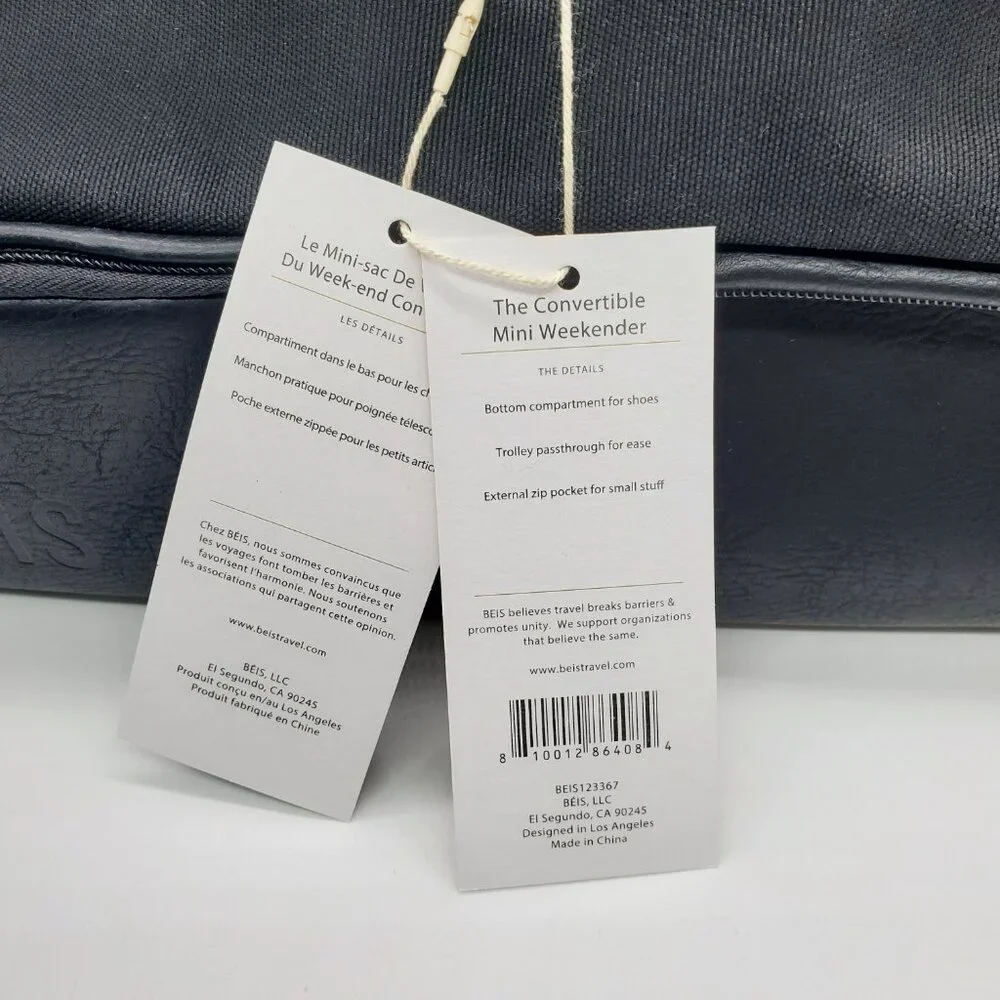 BEIS Carry On Weekender Convertible Mini | Weekender Bag Women Shoe Compartment - Picture 8 of 10